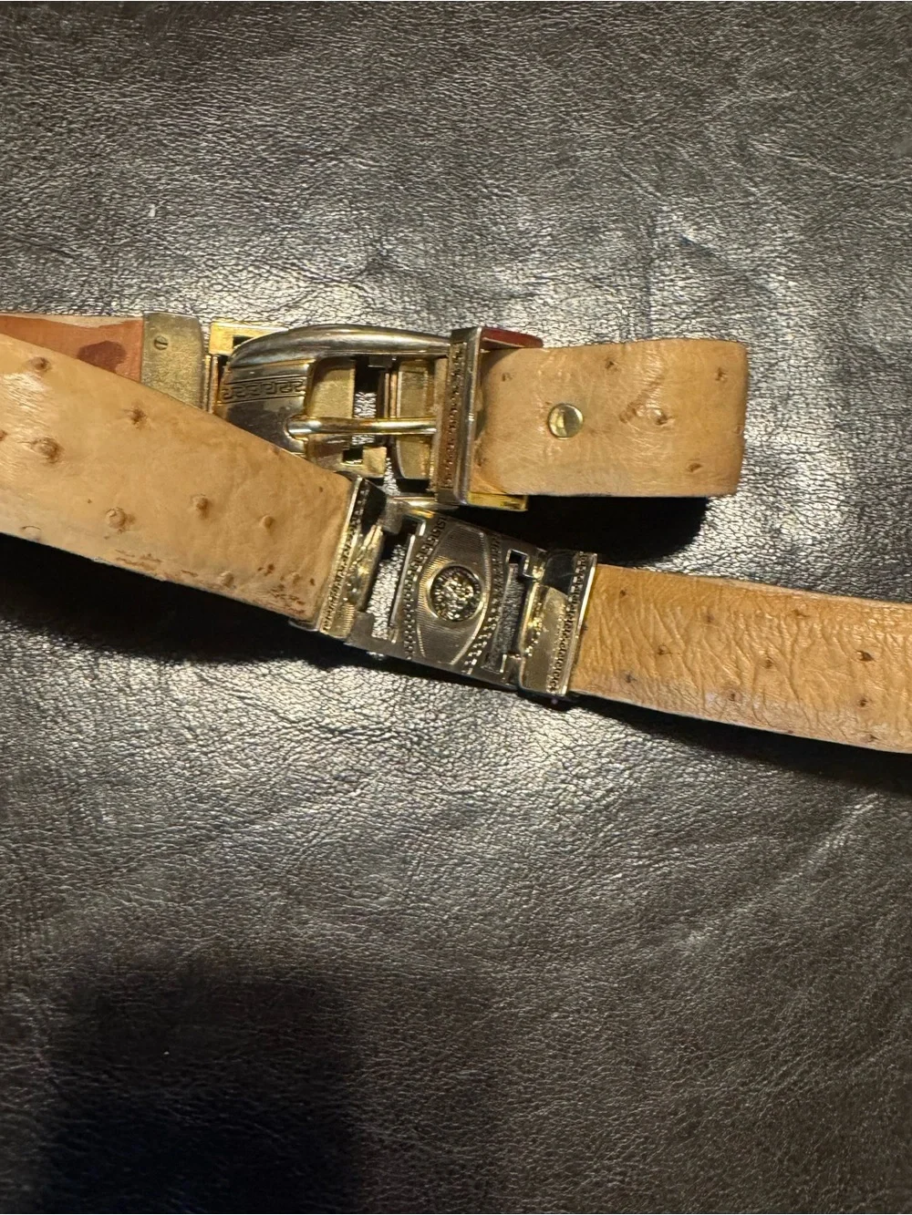 Kids Versage Leather Dress Belt with Gold Buckle